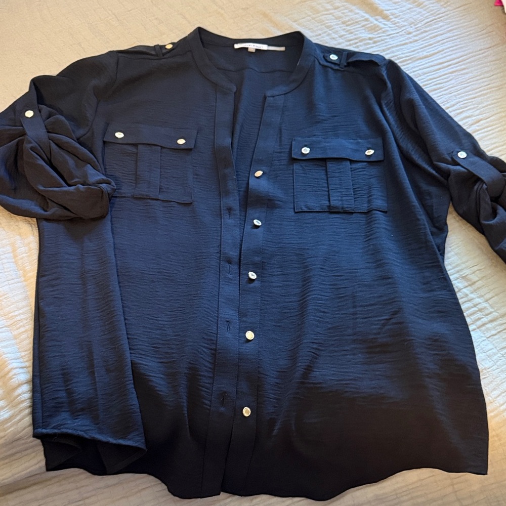 Calvin Klein black Blouse with Button Details